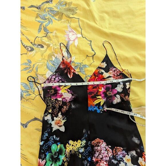 Amanda Uprichard Women’s XS 100% Silk Black Floral Mini Sleeveless Sun Dress - Picture 4 of 6